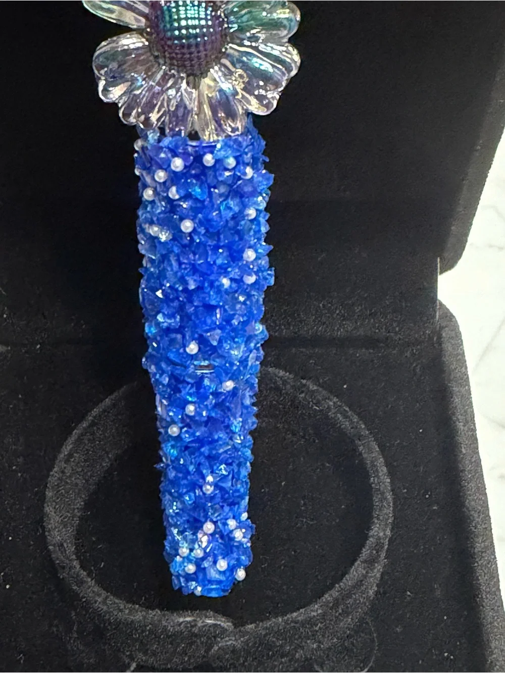 Blue Crystal Floral Statement pen